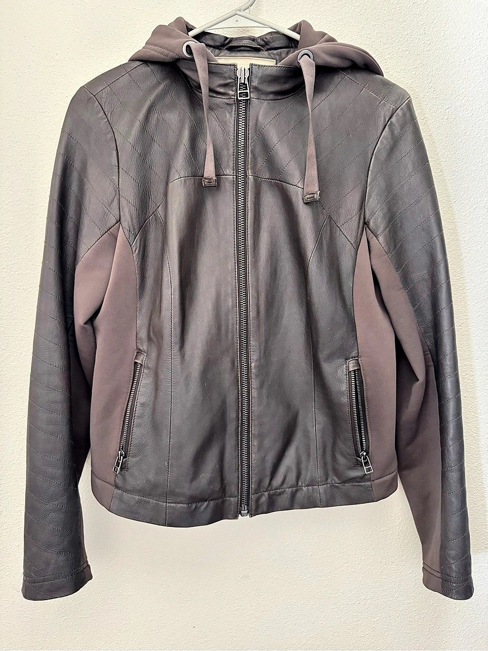 Athleta Strut Leather Jacket Brown Medium